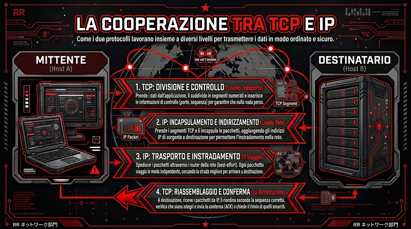 La cooperazione tra protocollo IP e TCP